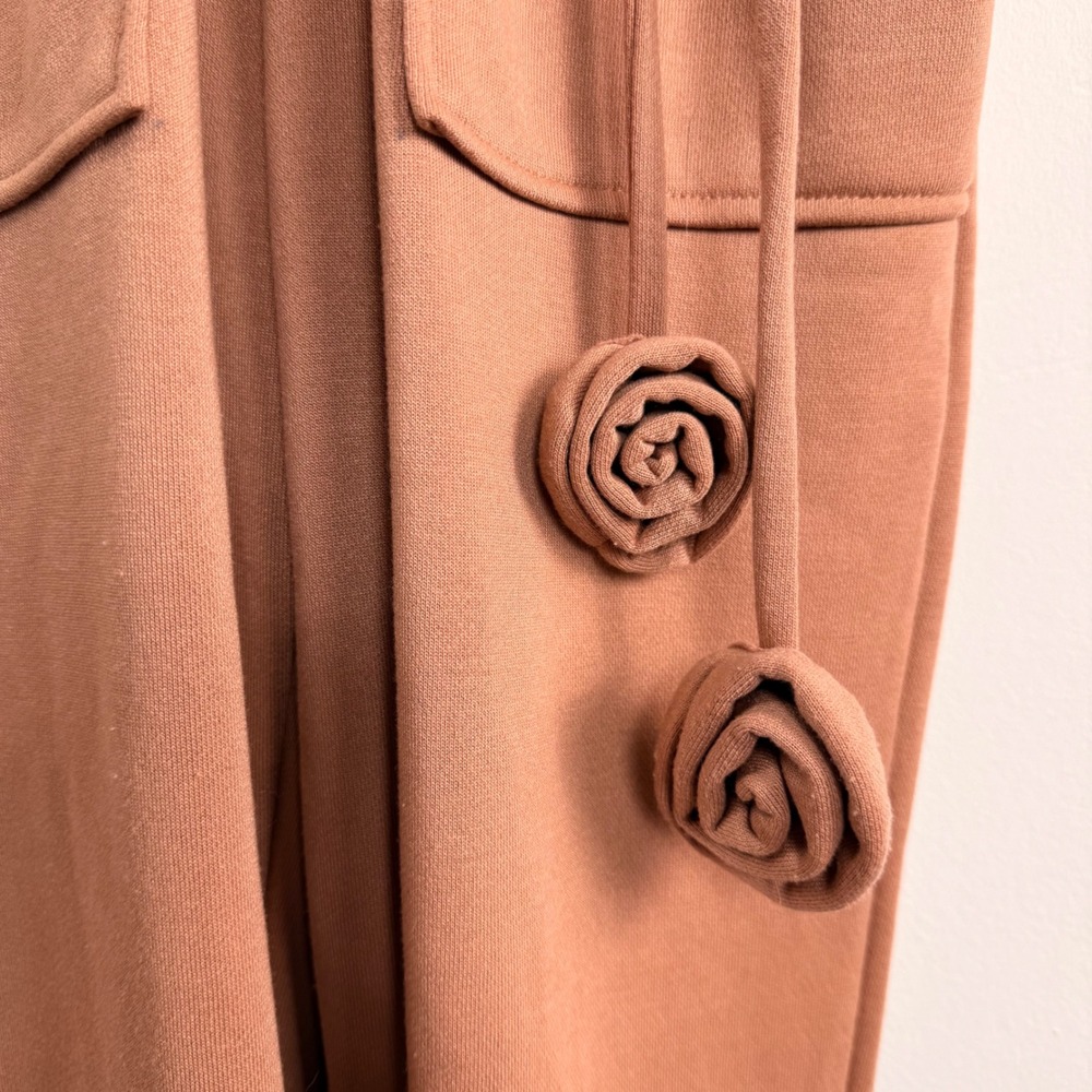 For Love & Lemons Yuna Ruffle Rosebud Zip Front Jumpsuit in Clay Size XS - Picture 13 of 13